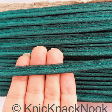 2mm Flanged Insertion Piping on 9mm Band, Green Art Silk Fabric Trim, Cord piping Trim